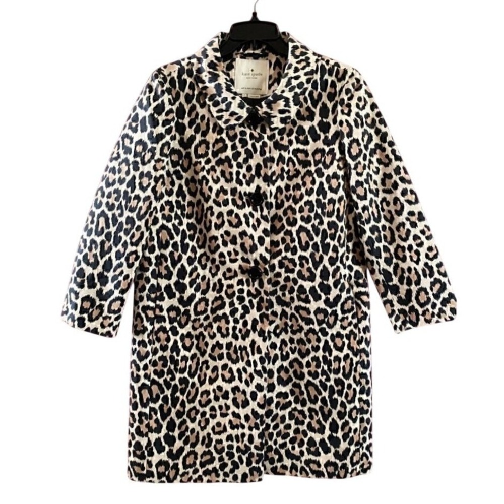 kate spade leopard print  top coat Sz 2 animal cotton silk day disco franny